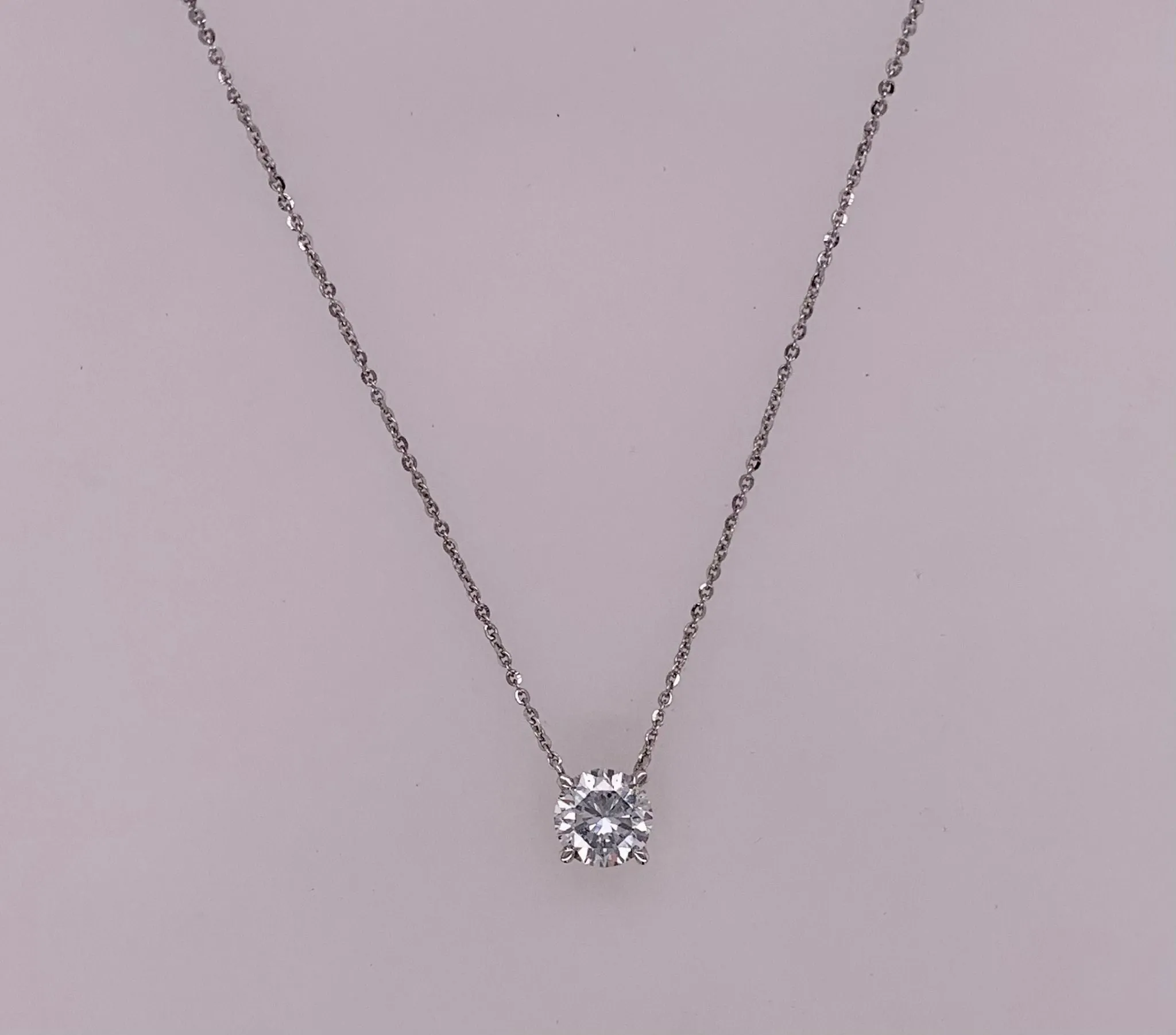 10K LAB Diamond Solitaire Pendant