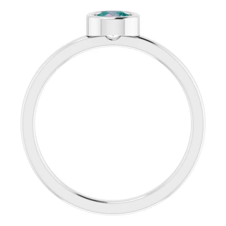 14K White 4.5 mm Lab-Grown Alexandrite Ring