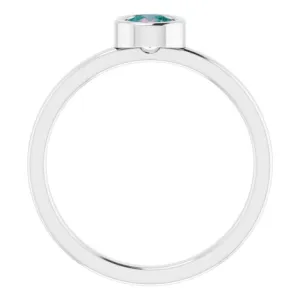 14K White 4.5 mm Lab-Grown Alexandrite Ring