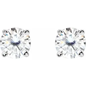 14K White 4.5 mm Stuller Lab-Grown Moissanite Stud Earrings