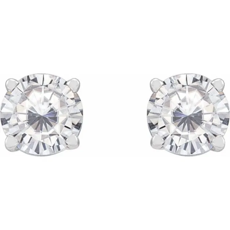 14K White 5 mm Stuller Lab-Grown Moissanite Stud Earrings