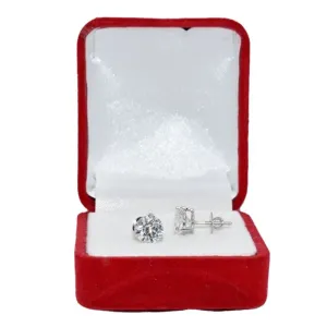 14K White Gold Studs IGI Certified Diamond Earrings Round 1.80 Ct Lab Grown