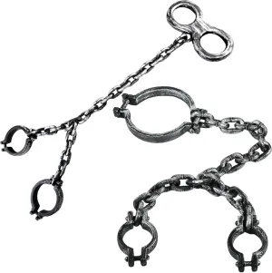 2 Pack Halloween Plastic Chains Props - Large Prison Human Upper Body Shackle, Lower Body Shackle, Head Handcuffs for Halloween Costume Party Haunted Trick Props