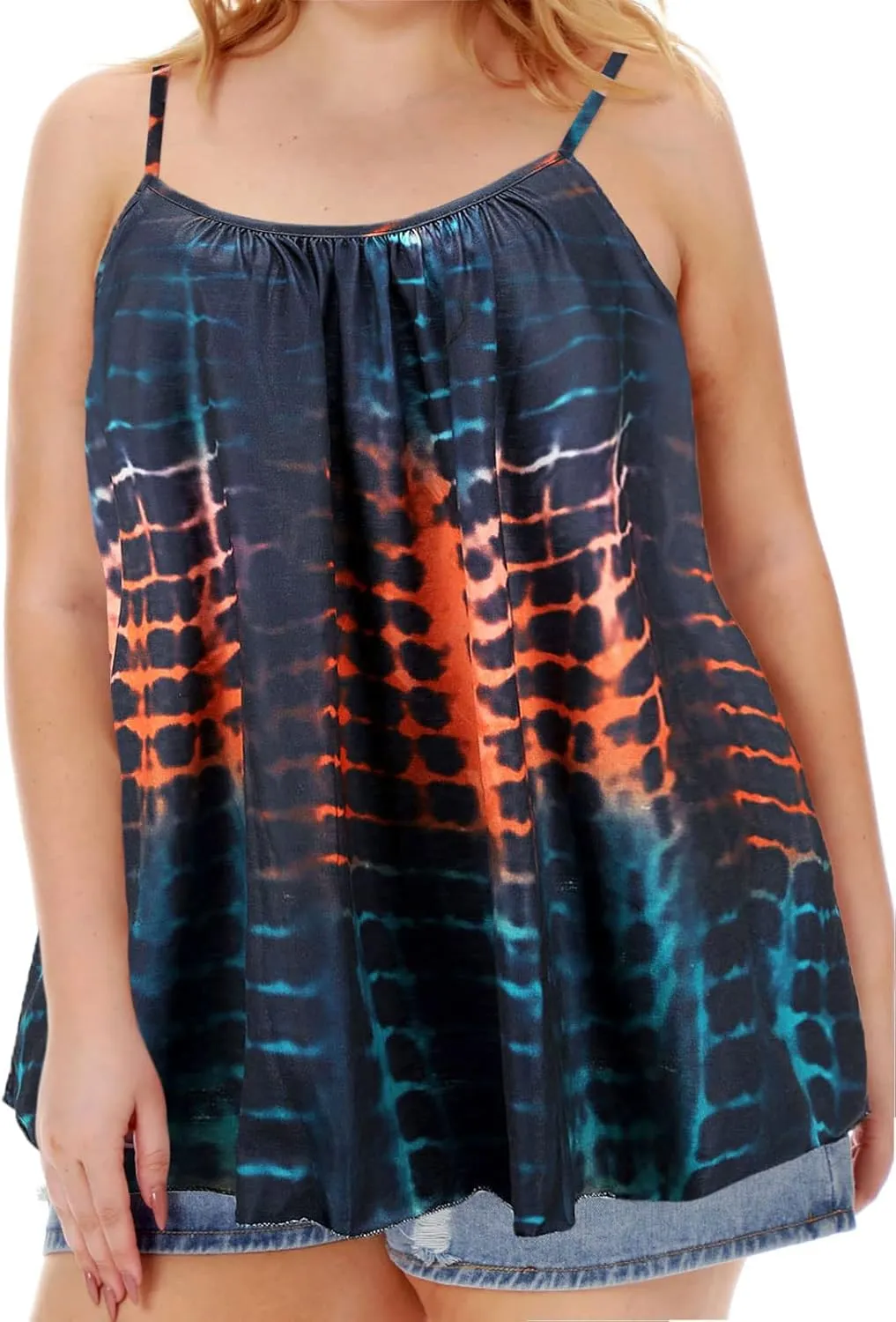 7th Element Plus Size Tank Tops for Women Camisoles Cami Dress Loose Fit Sleeveless Flowy Spaghetti Strap Summer