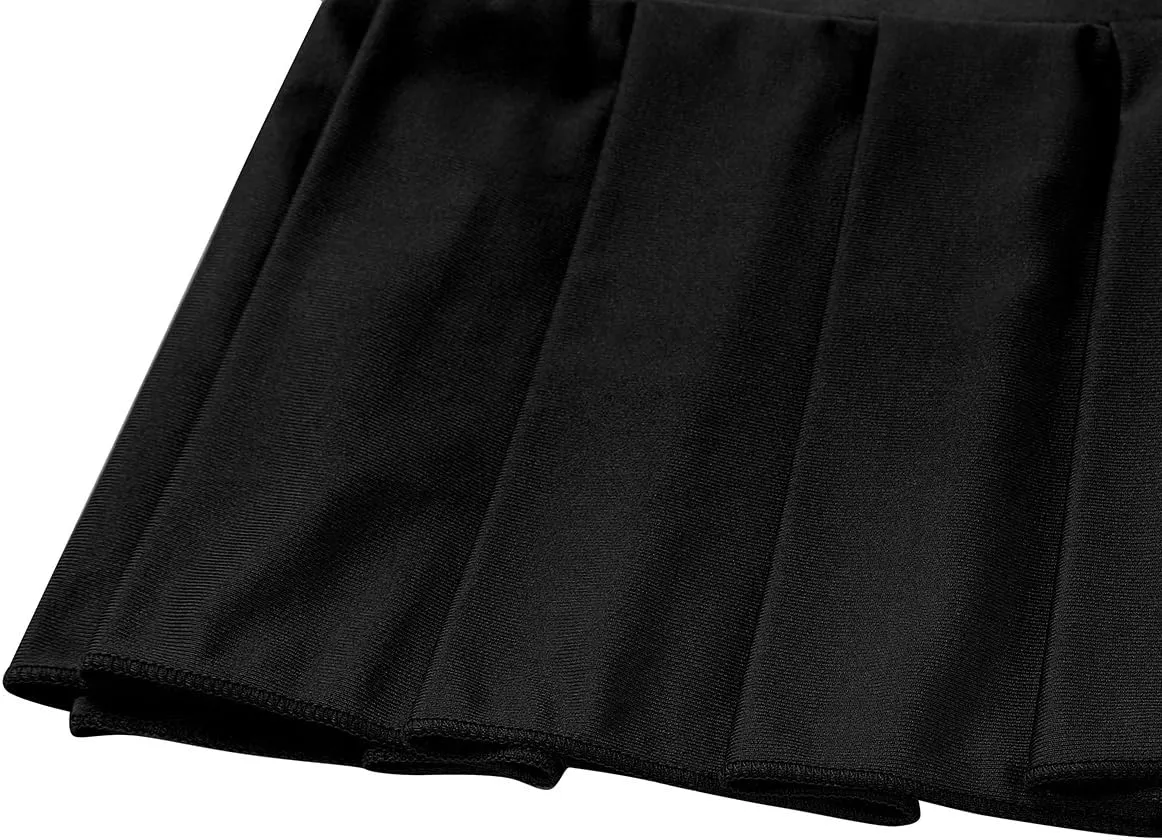 ACSUSS Womens Schoolgirl Cosplay Sexy Pleated Mini Skirt Ruffle Low Rise Lingerie Dress