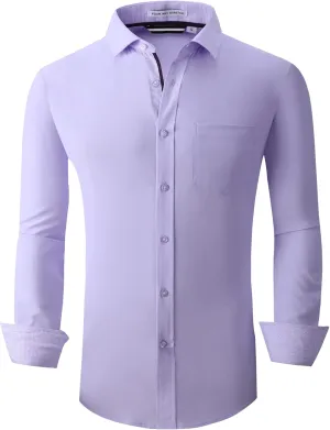 Alex Vando Mens Dress Shirt Wrinkle Free Regular Fit 4-Way Stretch Button Down Shirts