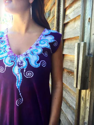 Amethyst and Turquoise Organic Cotton Batik Dress