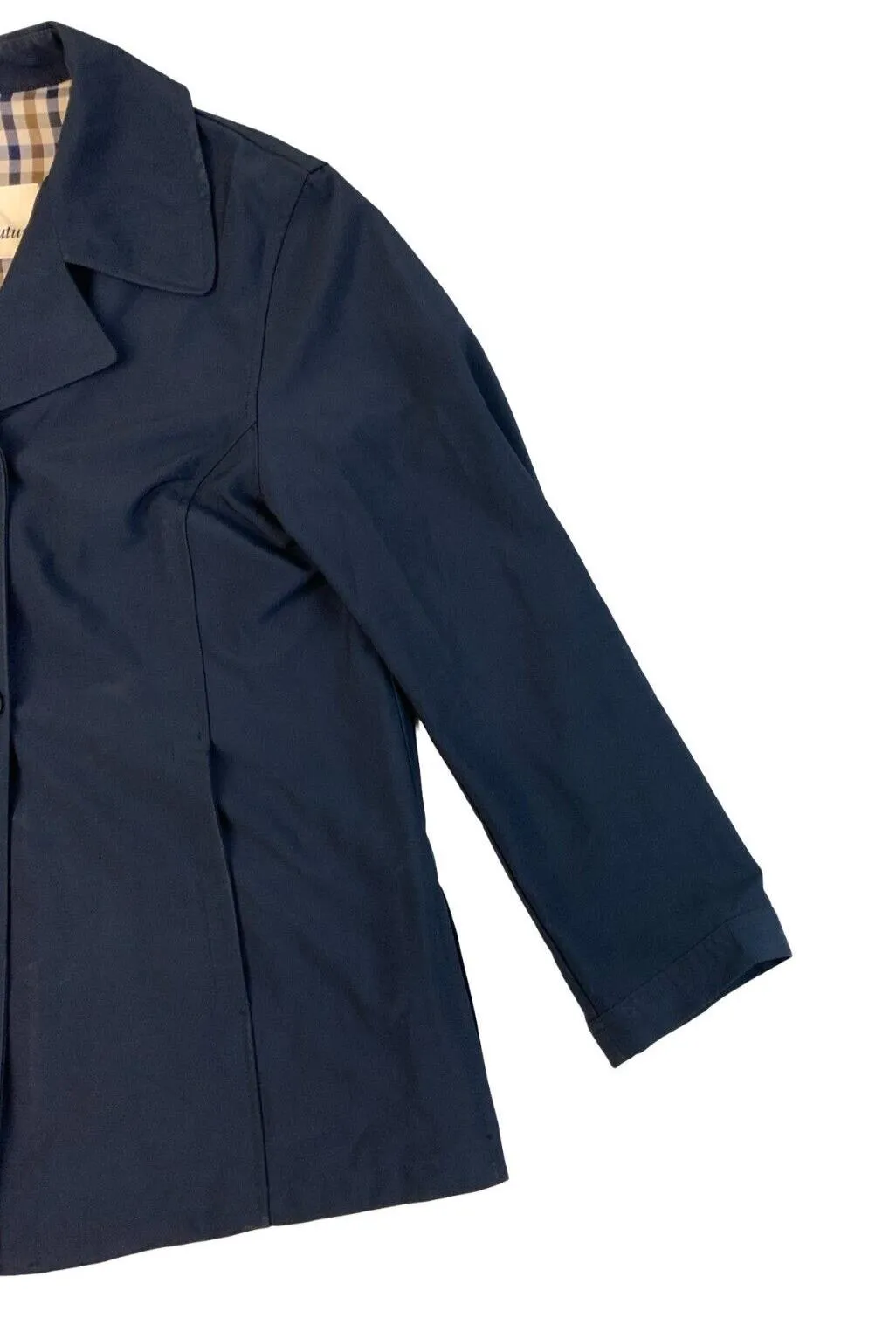 AQUASCUTUM DOUBLE BREASTED PEA COAT NAVY BLUE SIZE L