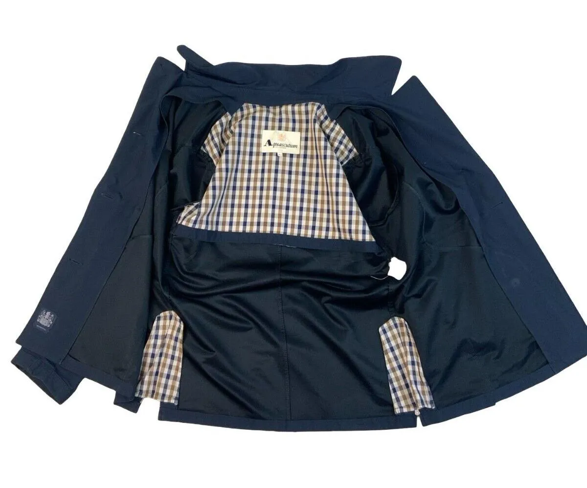 AQUASCUTUM DOUBLE BREASTED PEA COAT NAVY BLUE SIZE L