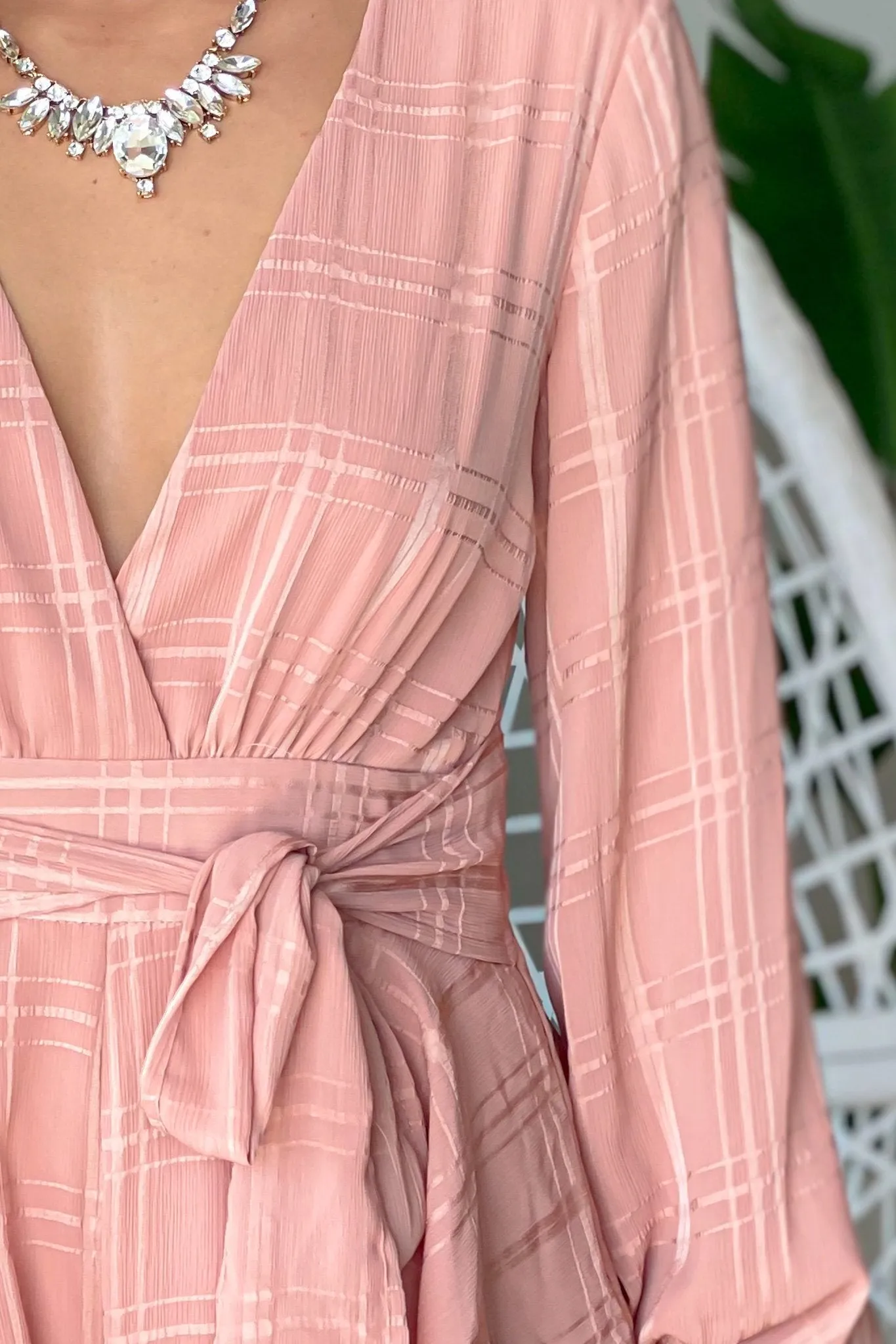 Blush Romper with Puff Sleeves