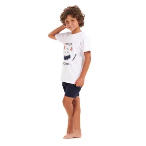 Boys summer pajama set Monster t-shirt  Dark blue shorts