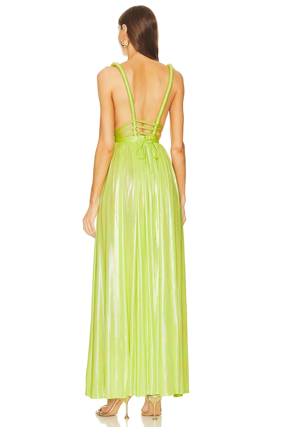 Bronx and Banco Goddess Gown Dress in Neon Yellow