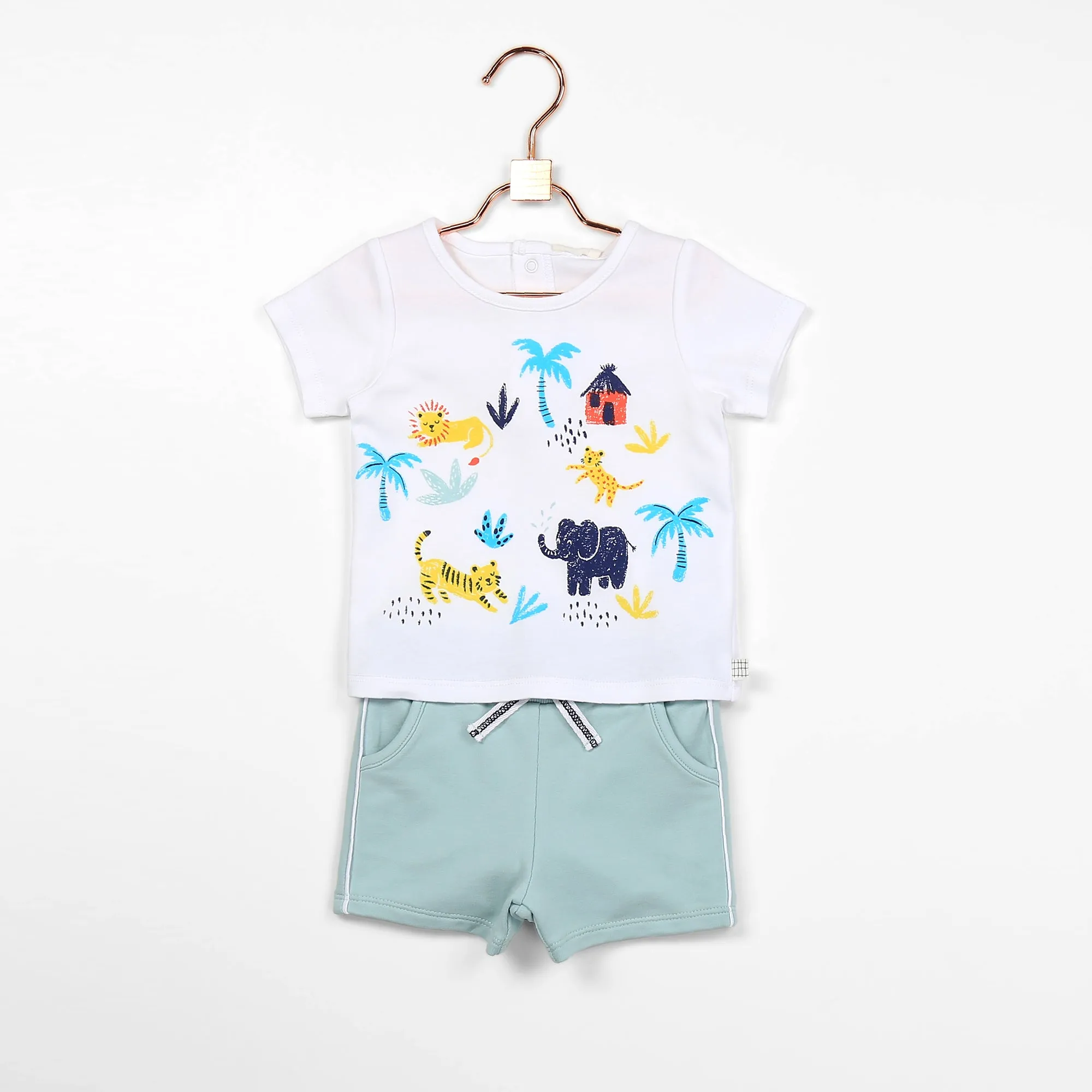 Carrément Beau T Shirt   Shorts Spring 1 Infant White Green
