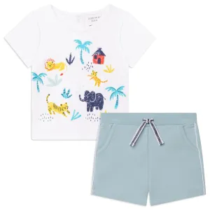 Carrément Beau T Shirt   Shorts Spring 1 Infant White Green