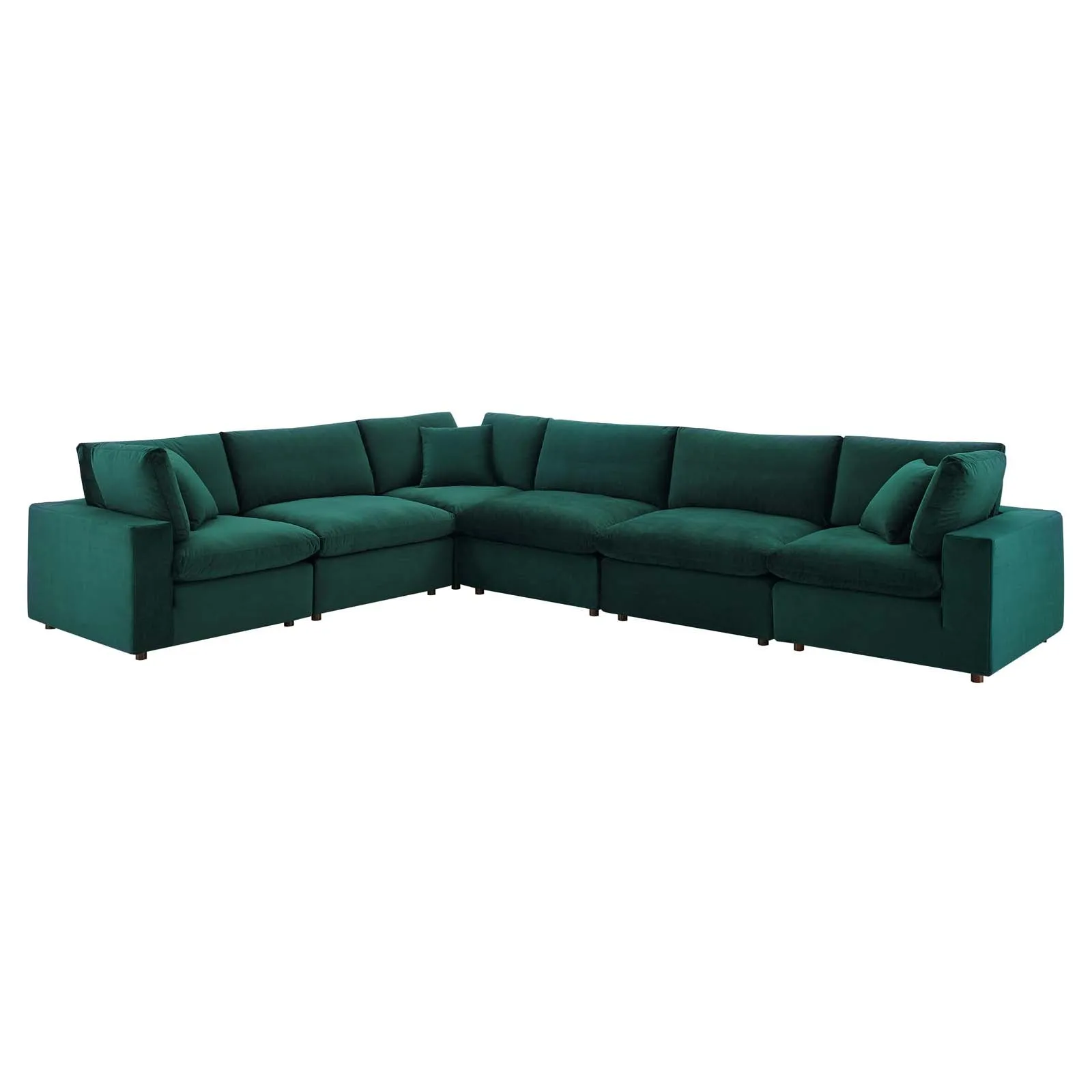 Commix  Down Filled Overstuffed Performance Velvet 6-Piece Sectional Sofa