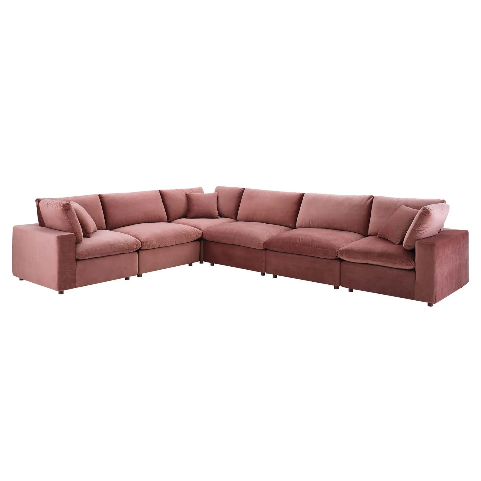 Commix  Down Filled Overstuffed Performance Velvet 6-Piece Sectional Sofa