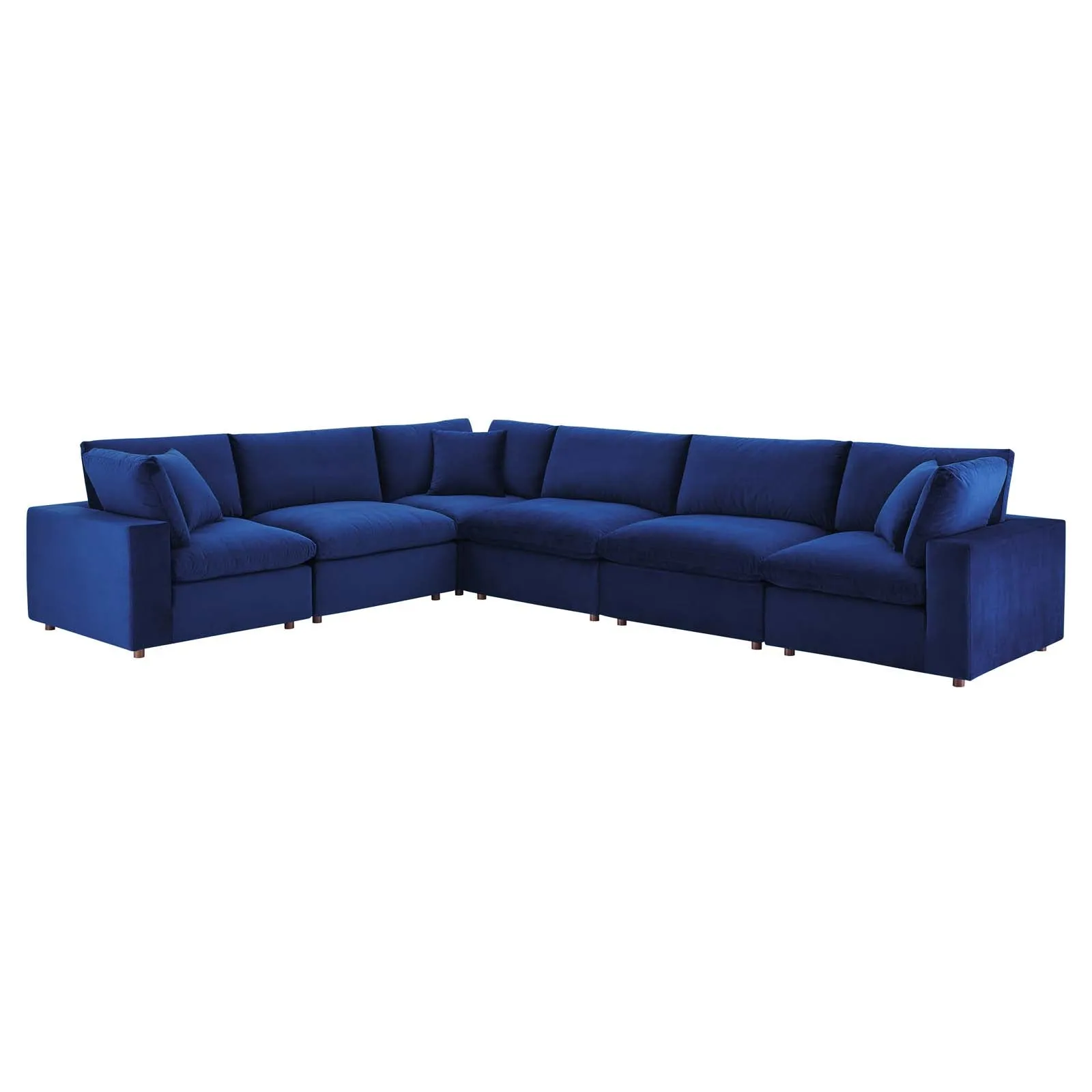 Commix  Down Filled Overstuffed Performance Velvet 6-Piece Sectional Sofa