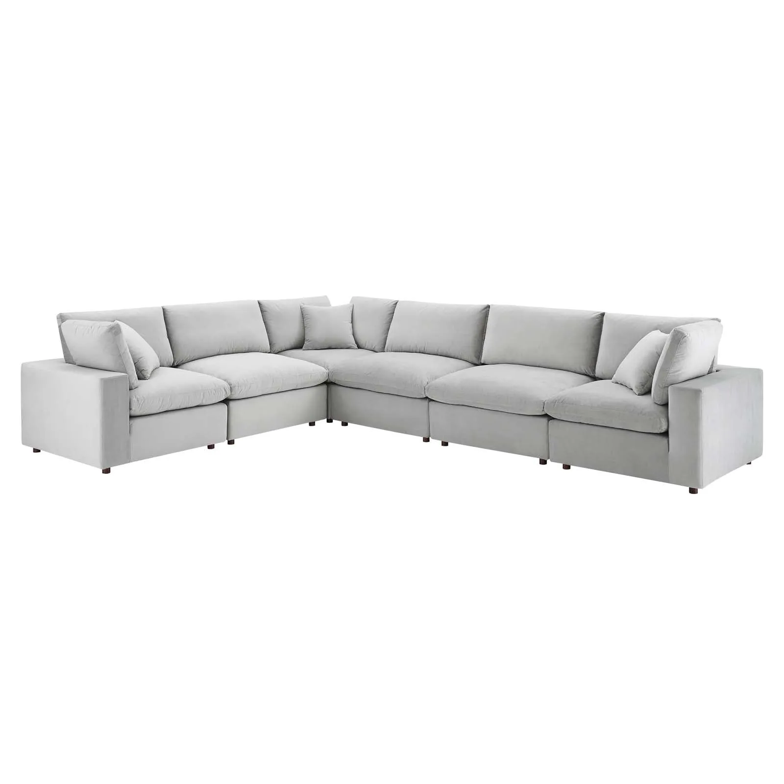Commix  Down Filled Overstuffed Performance Velvet 6-Piece Sectional Sofa