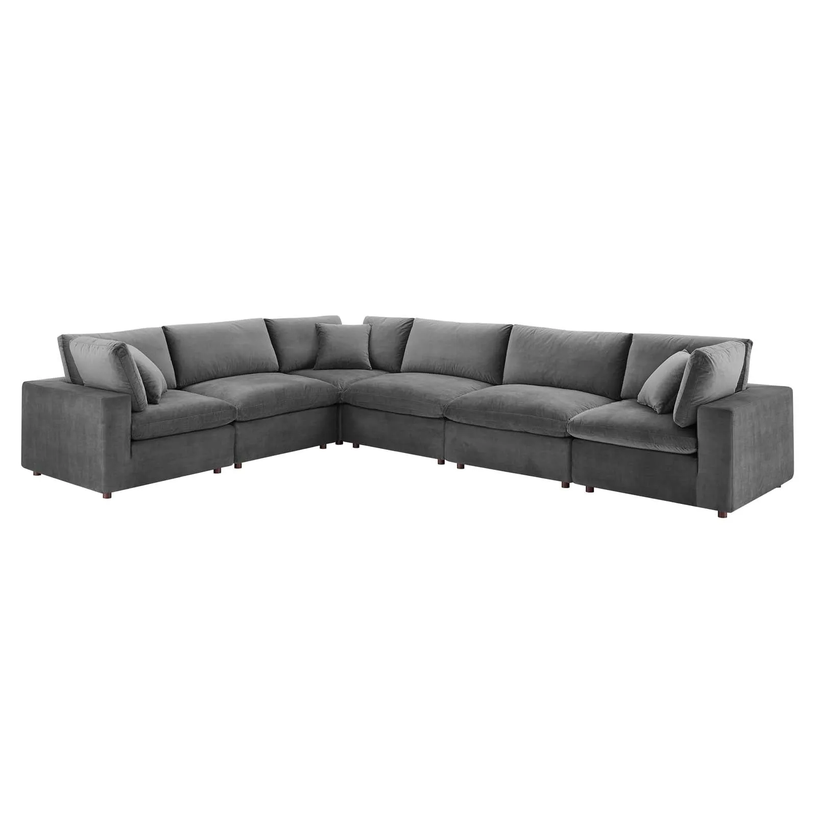 Commix  Down Filled Overstuffed Performance Velvet 6-Piece Sectional Sofa