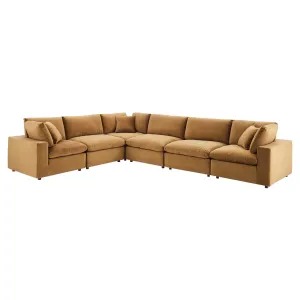 Commix  Down Filled Overstuffed Performance Velvet 6-Piece Sectional Sofa