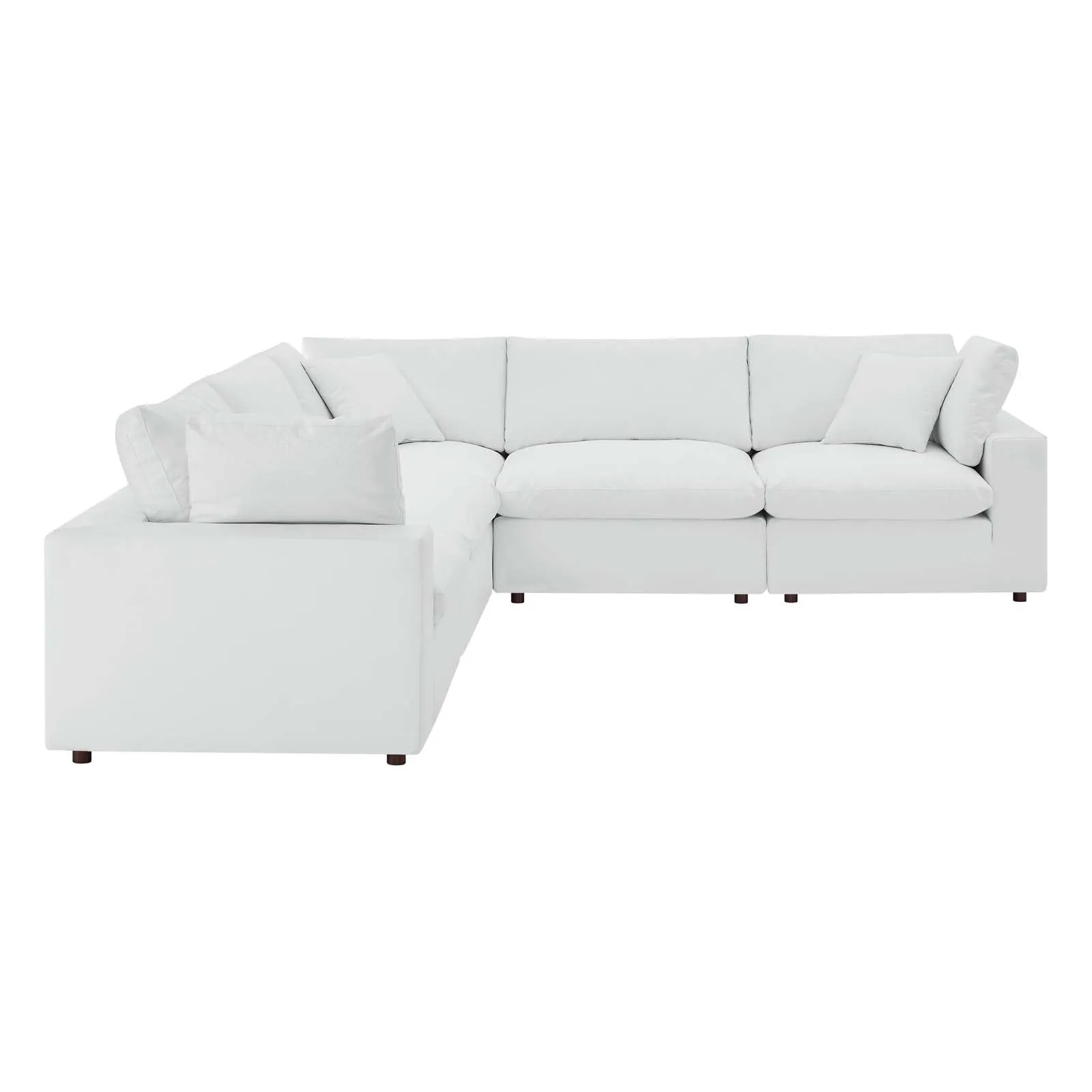 Commix Down Filled Overstuffed Vegan Leather 5-Piece Sectional Sofa White EEI-4920-WHI