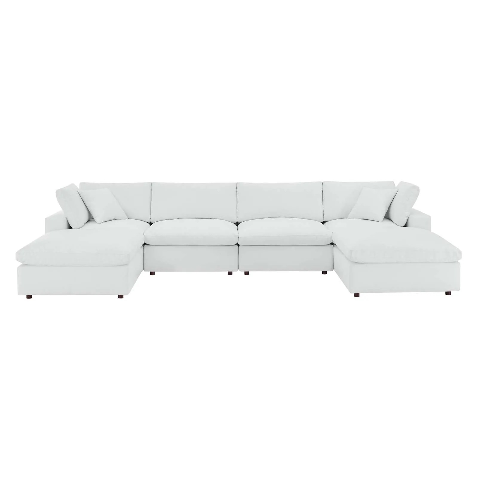 Commix Down Filled Overstuffed Vegan Leather 6-Piece Sectional Sofa White EEI-4918-WHI