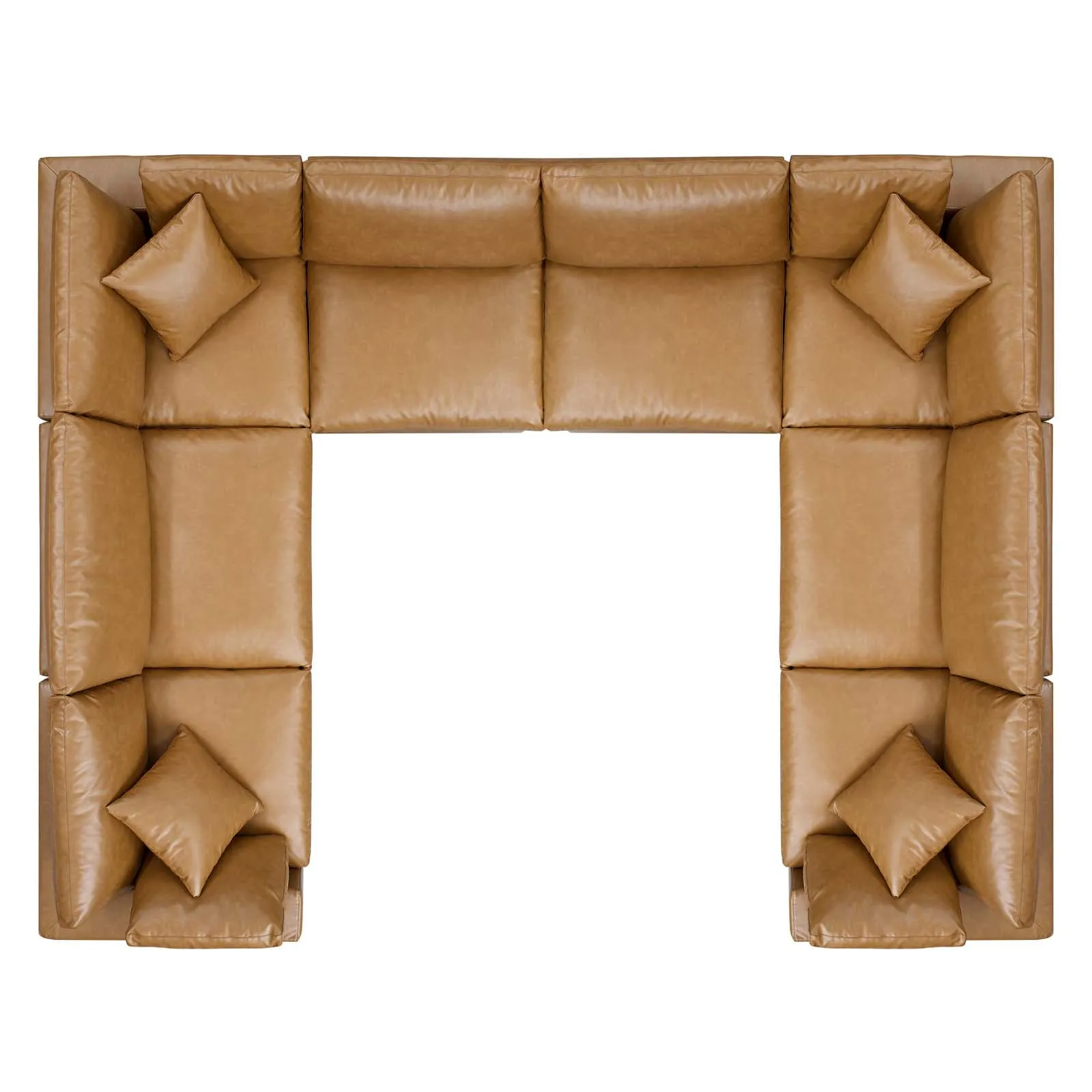 Commix Down Filled Overstuffed Vegan Leather 8-Piece Sectional Sofa Tan EEI-4923-TAN