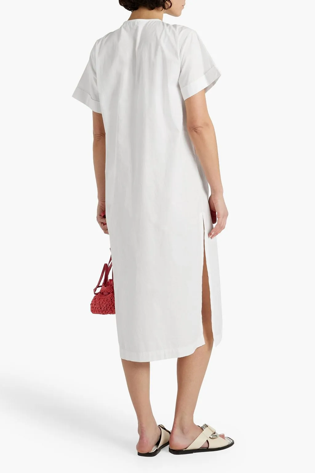 Cotton and poplin midi dress ONIA, white