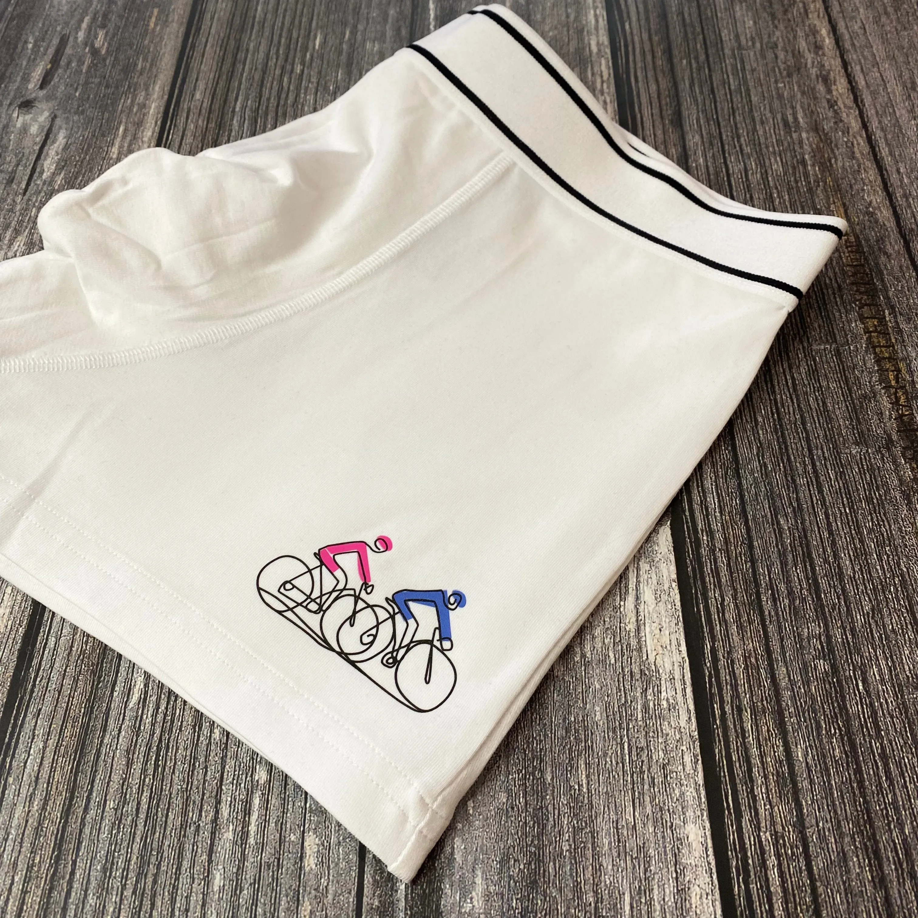 Cycling Duo - Mens White Boxer Shorts