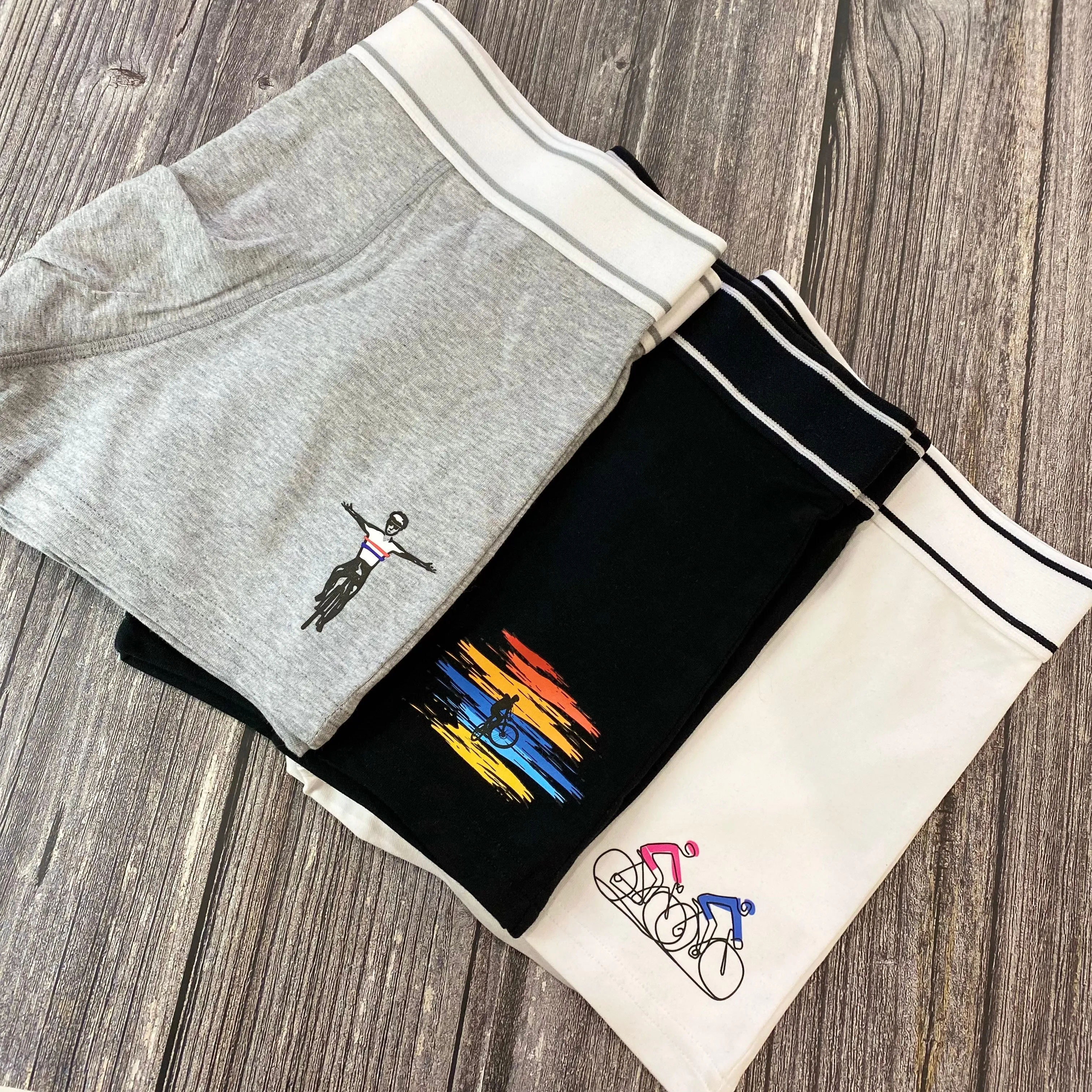 Cycling Duo - Mens White Boxer Shorts