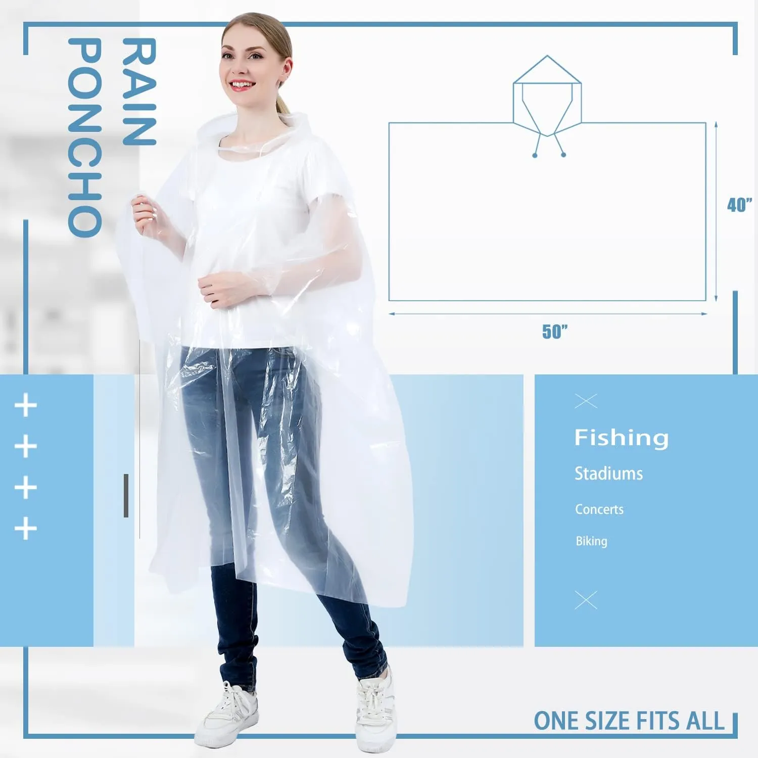 Disposable Rain Ponchos for Kids 6 Pack/Adults 10 and 6 Pack/Ponchos Family 6 Pack Extra Thicker Emergency Ponchos