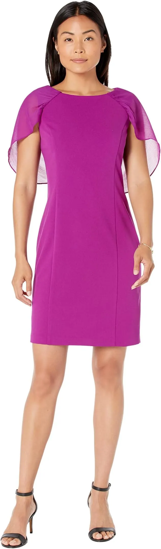 DKNY Sleeveless Cape Dress in Magnolia