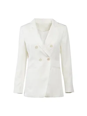 Double Breasted Blazer in Whisper White