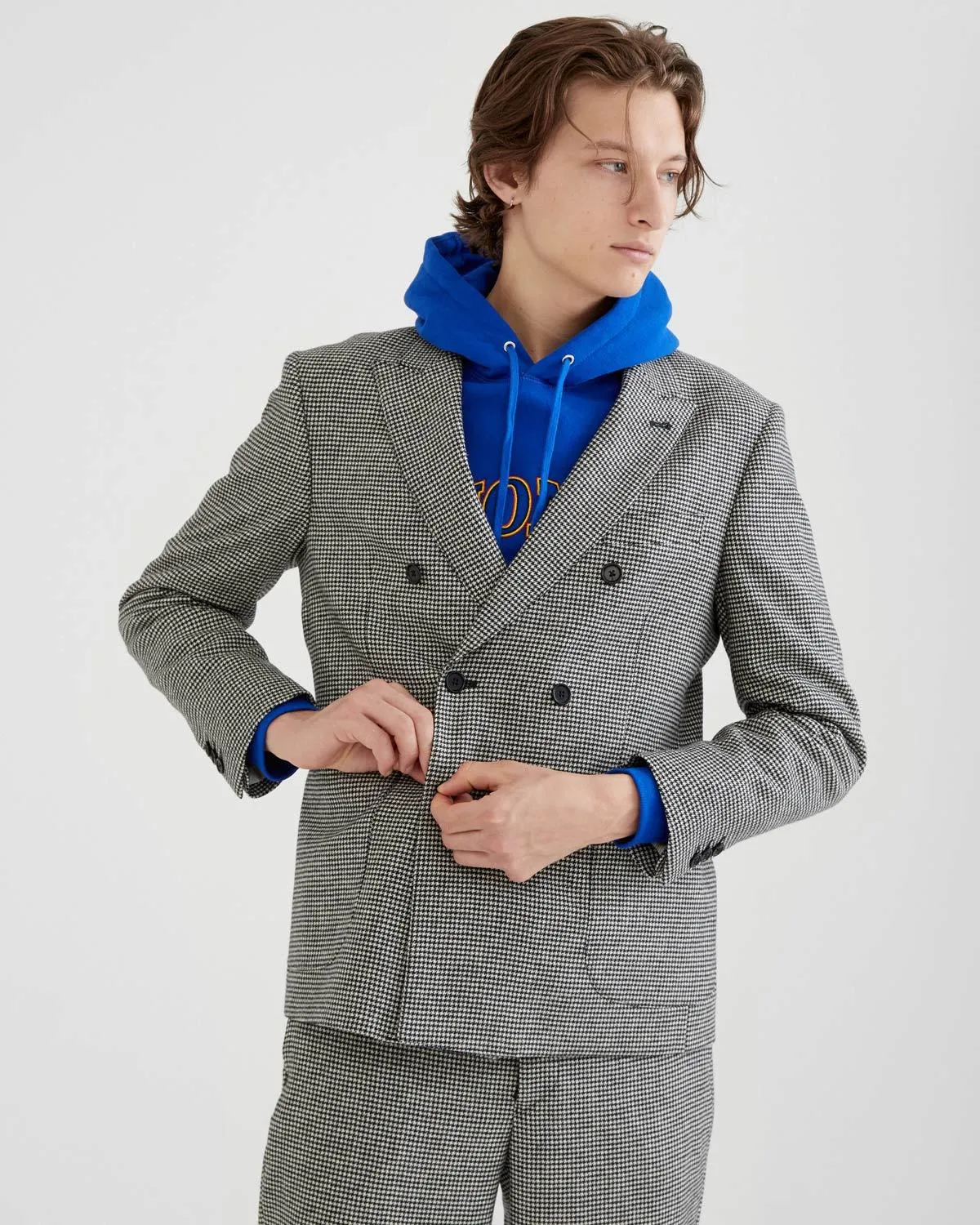 Double Breasted Houndstooth Jacket