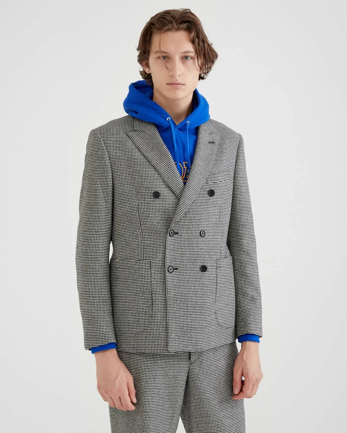 Double Breasted Houndstooth Jacket