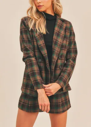 Double Breasted Plaid Jacket