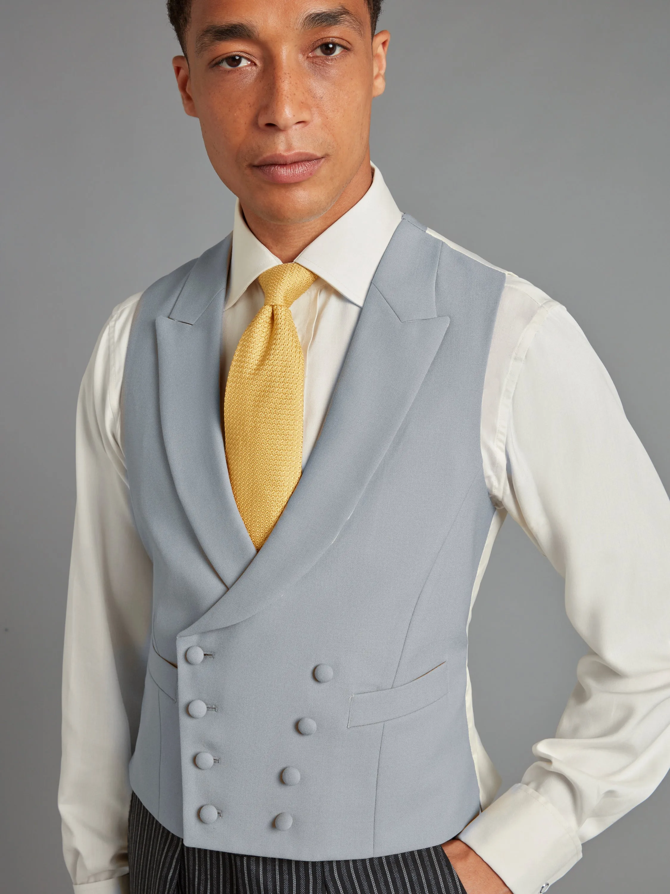 Double Breasted Wool Vest - Grey