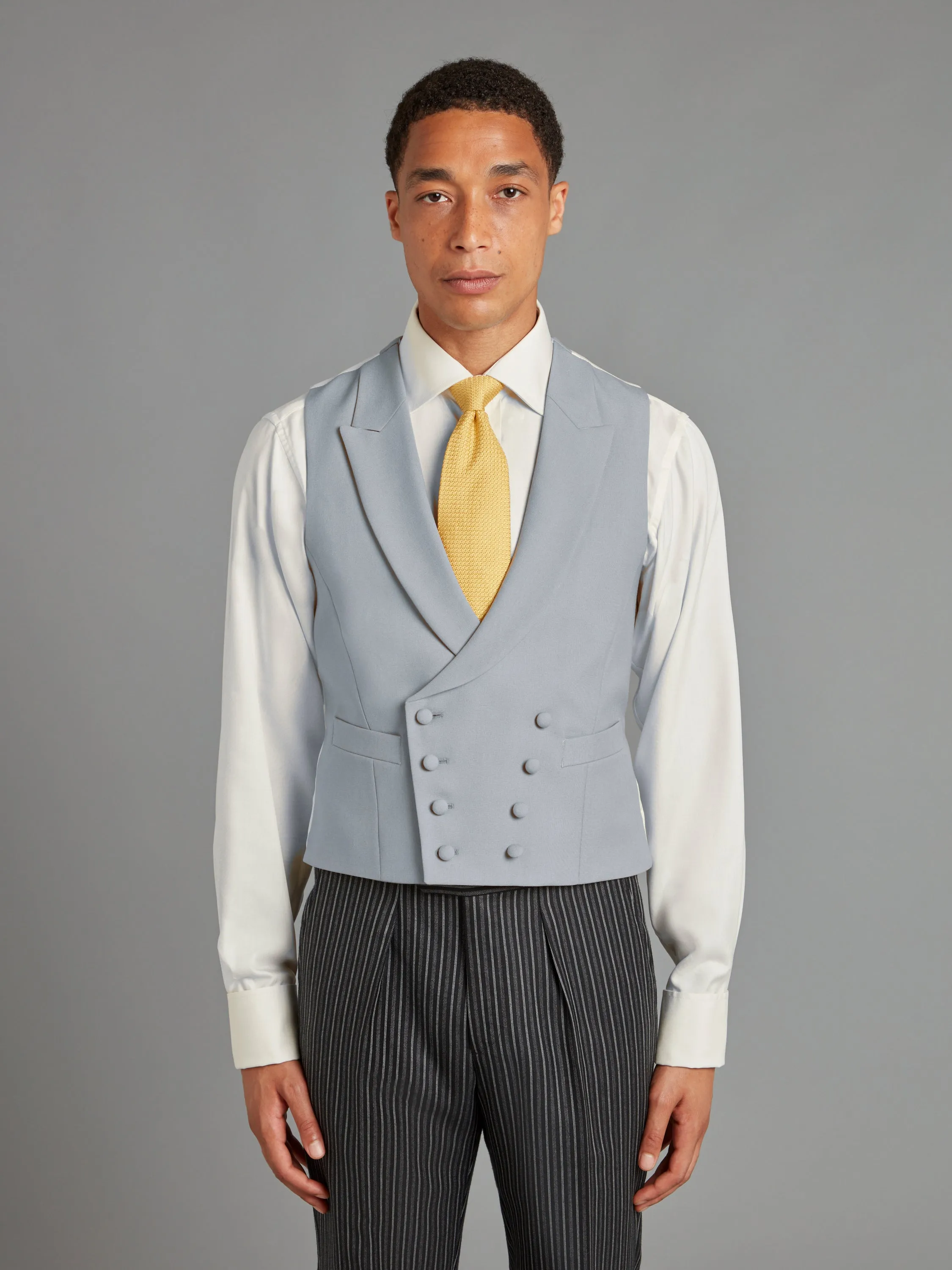 Double Breasted Wool Vest - Grey