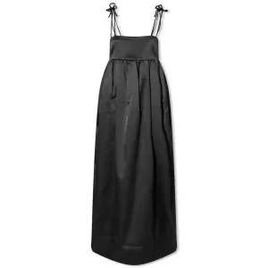 Dress Ganni Double Satin String Long, black