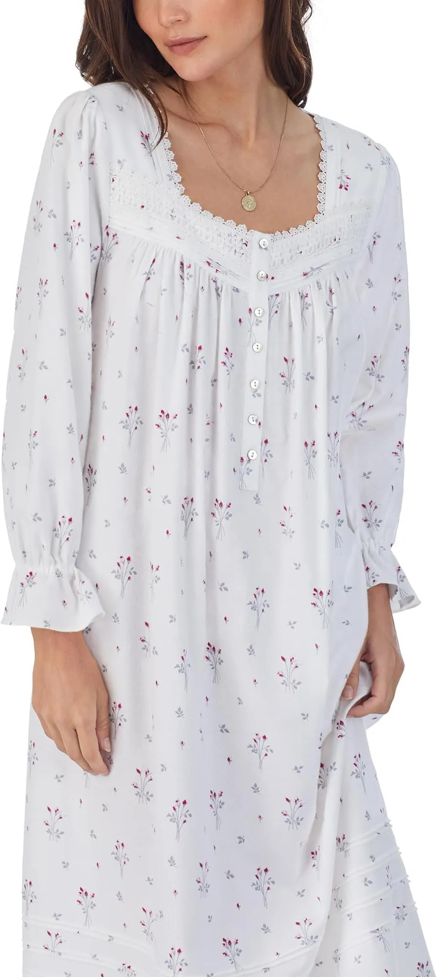 Eileen West Long Sleeve Cotton Flannel Ballet Dress in Rosebuds