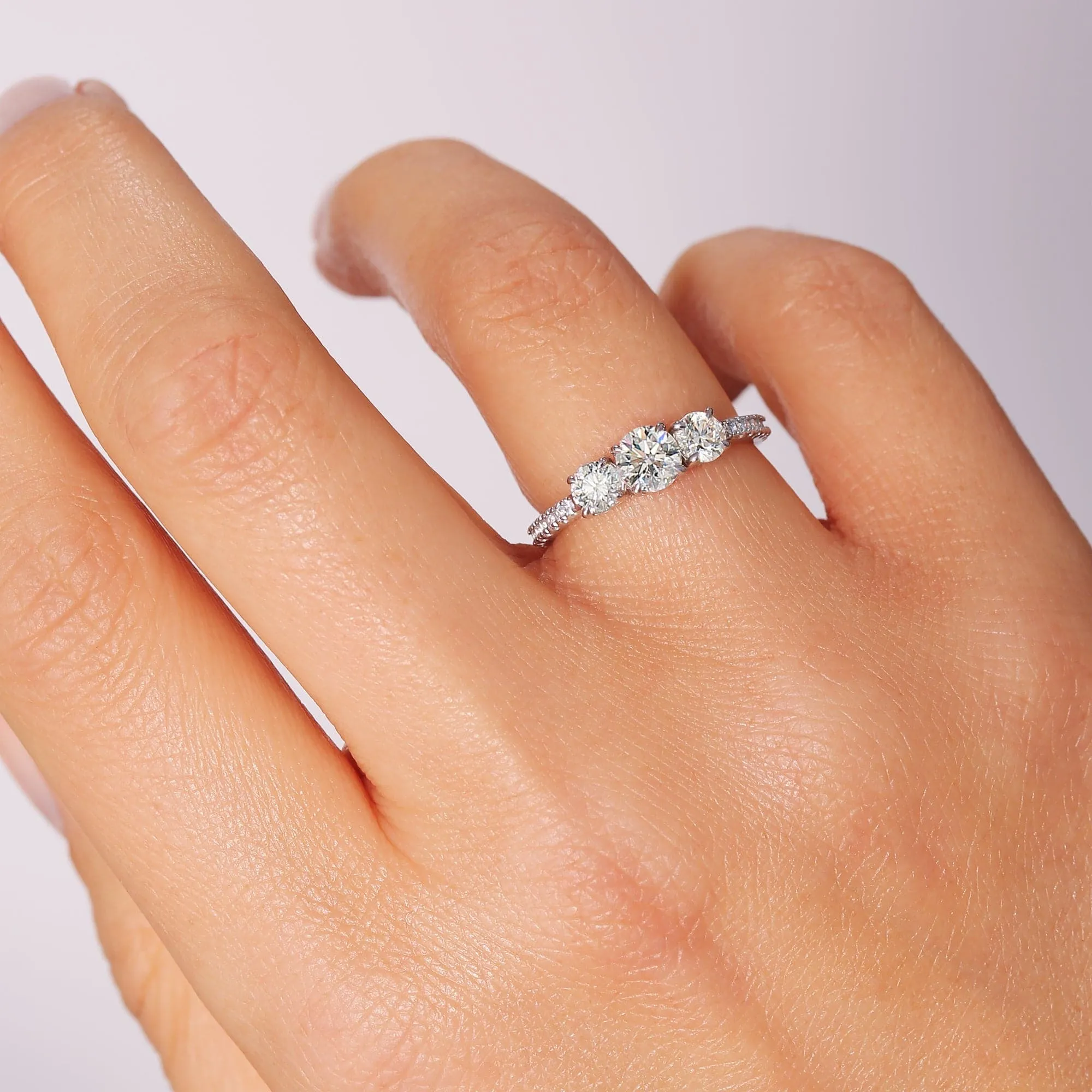 Ella | 9ct White Gold 1.06ct tw Lab Grown Diamond Three Stone Ring