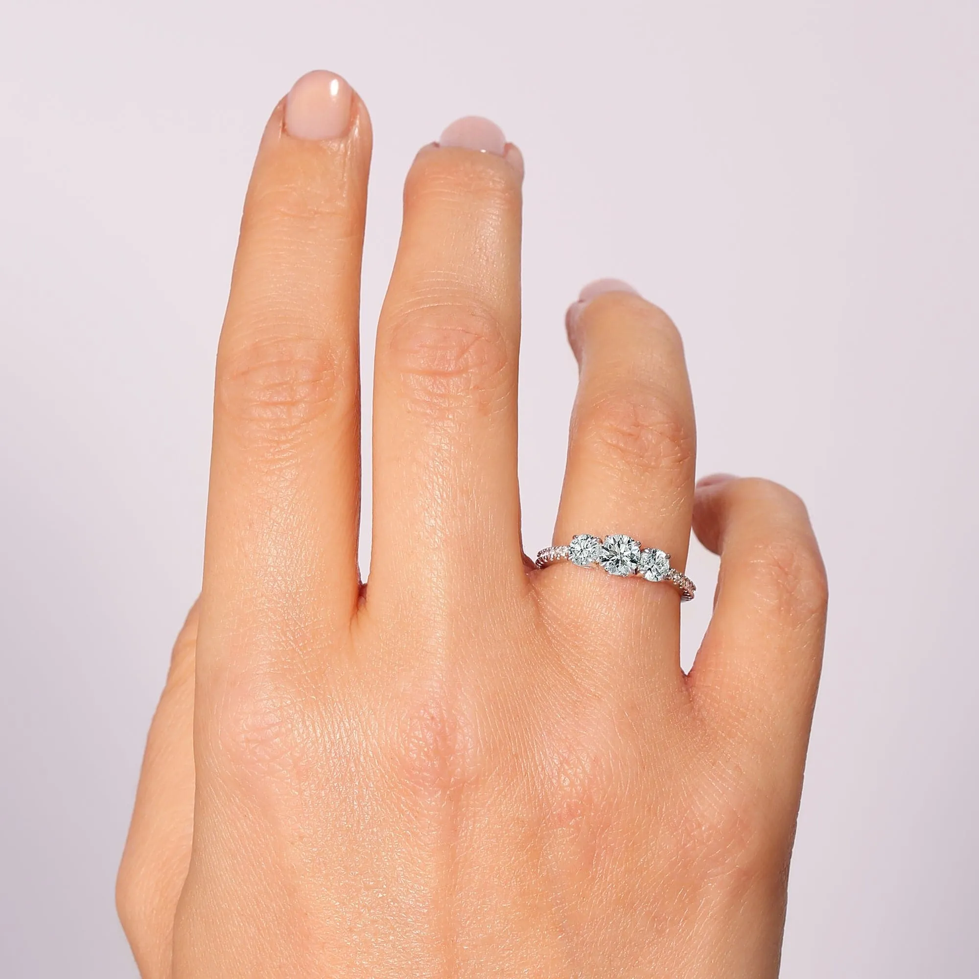 Ella | 9ct White Gold 1.06ct tw Lab Grown Diamond Three Stone Ring