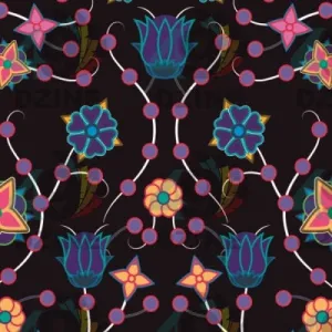 Floral Damask Purple Satin