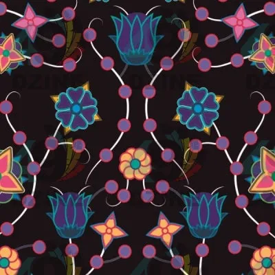 Floral Damask Purple Satin