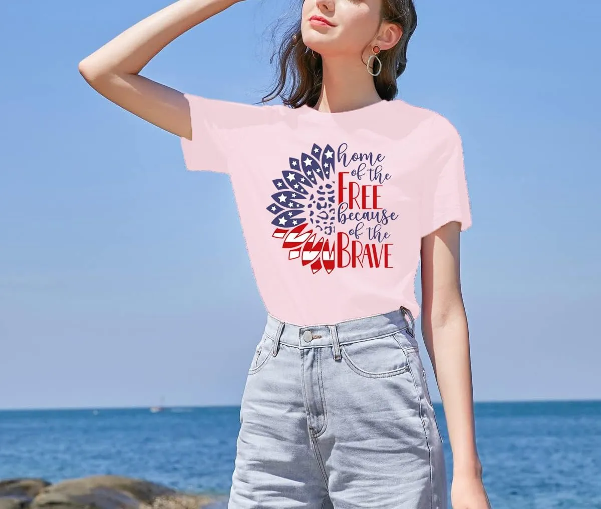 Floral Shirts for Women Boho Wildflower Graphic Workout T Shirts Summer Short Sleeve Nature Tee Tops