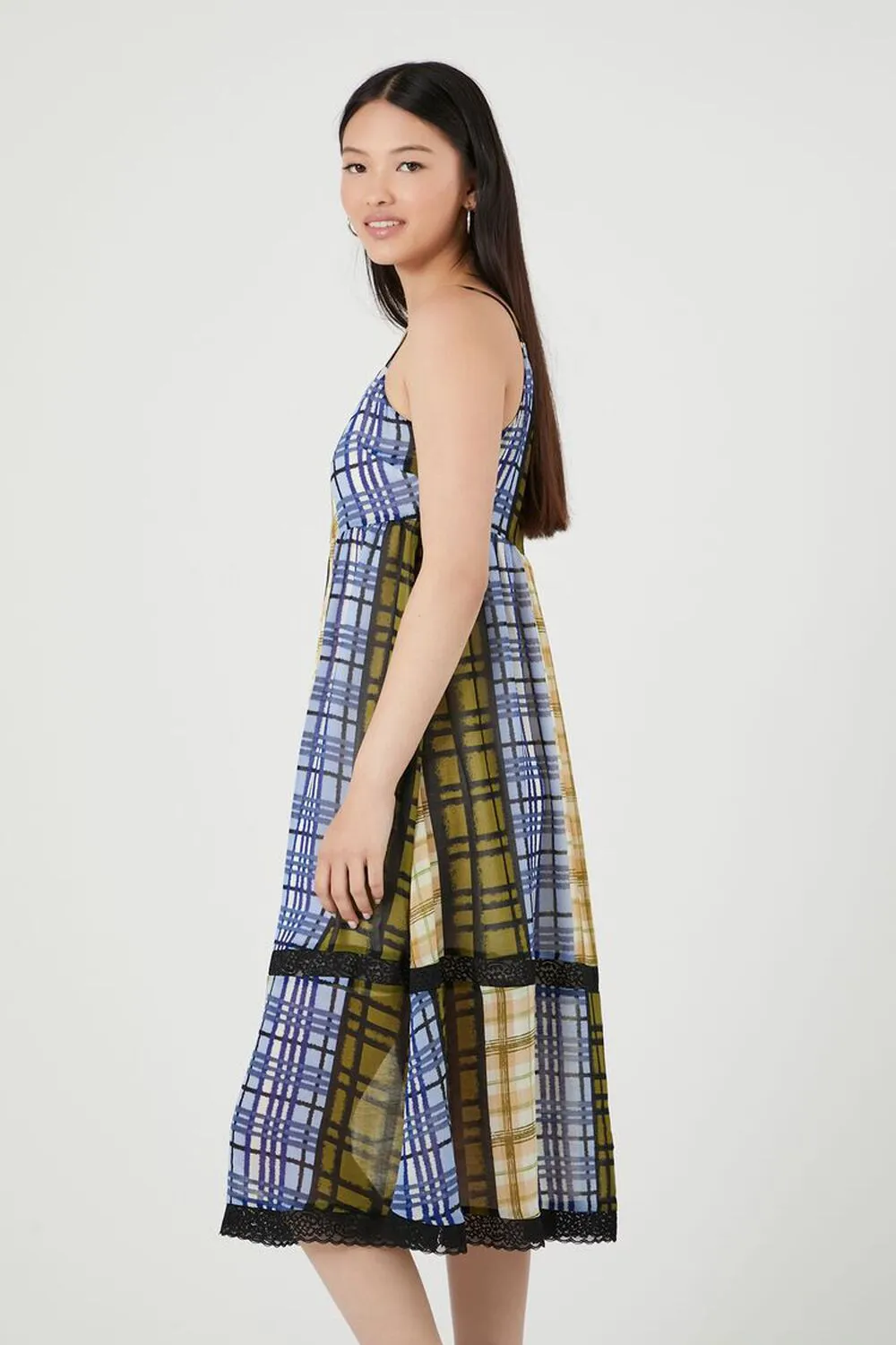 Forever 21 Recycled Check Midi Dress, Blue