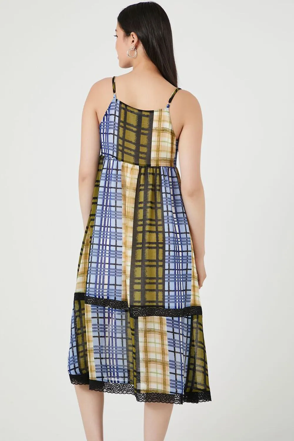Forever 21 Recycled Check Midi Dress, Blue