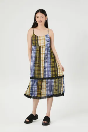 Forever 21 Recycled Check Midi Dress, Blue