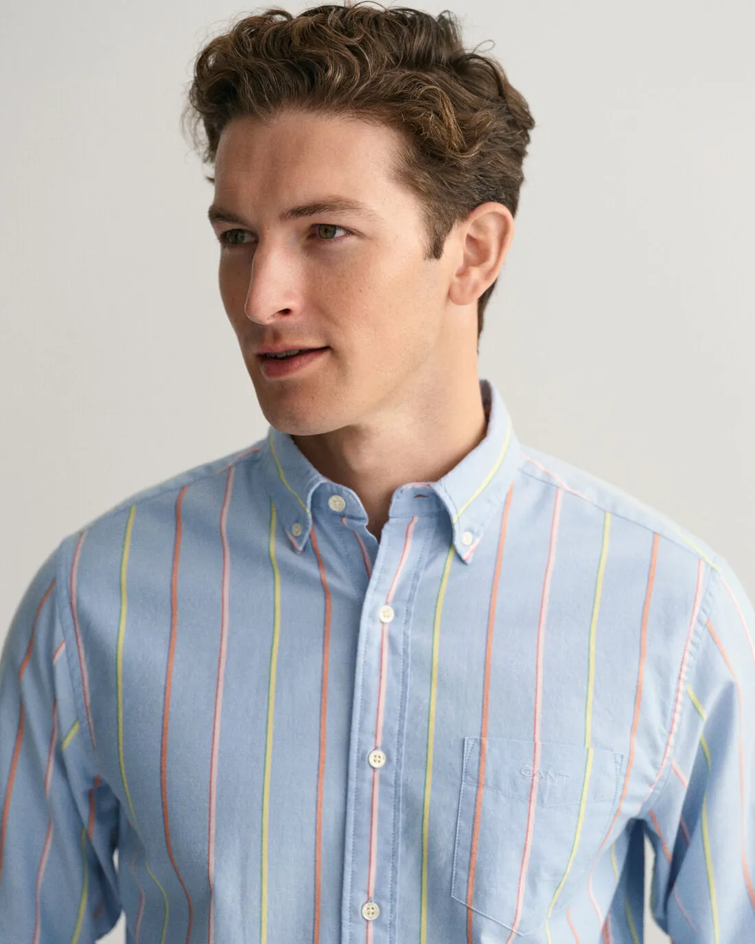 GANT - Regular Fit Striped Archive Oxford Shirt, Capri Blue