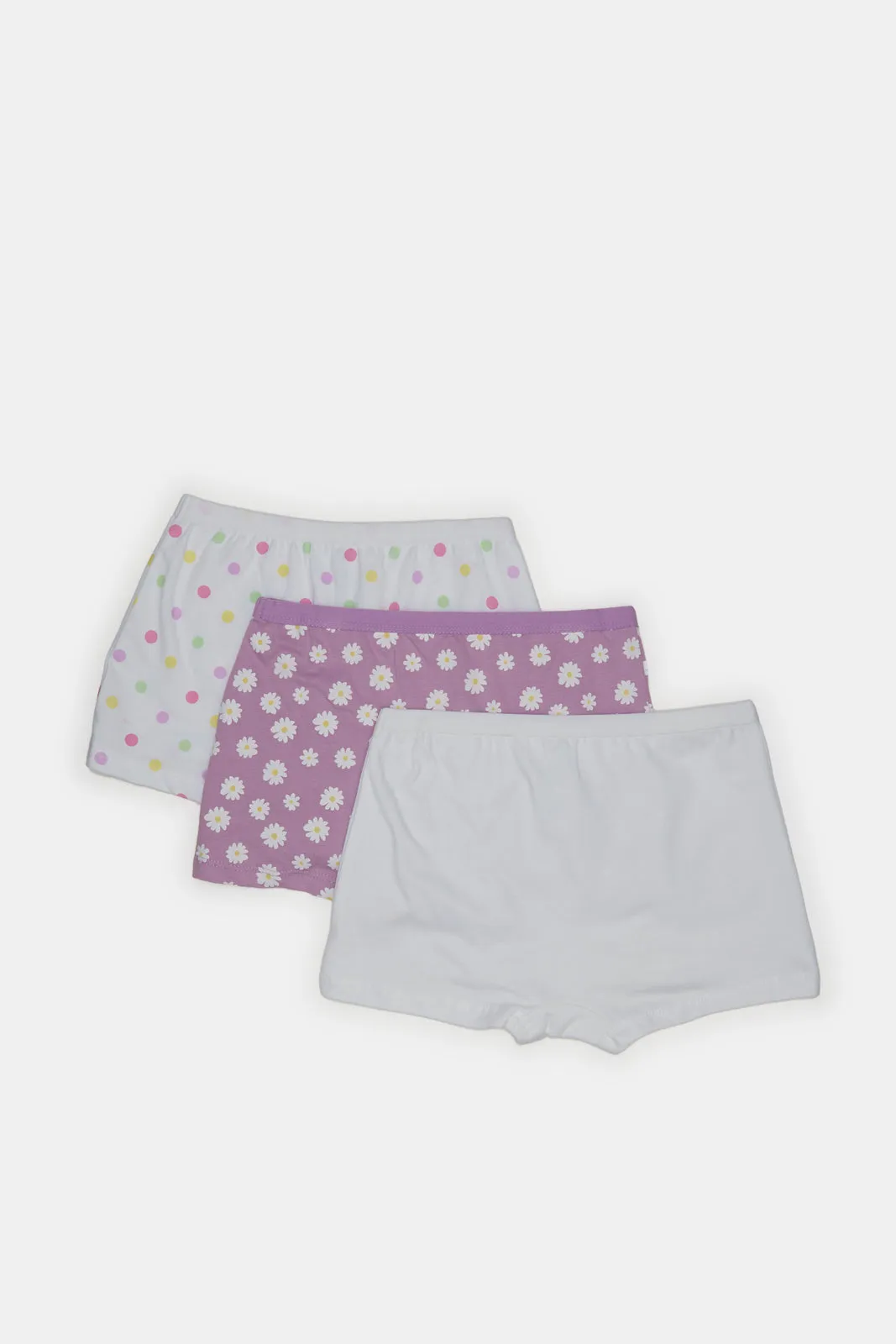 Girls Assorted Printed Boxer Short Set (Pack Of 3)